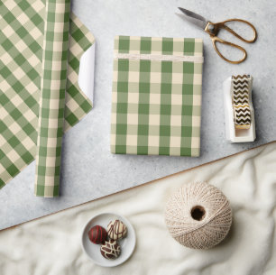 Salie groen en crème Buffalo geruite plaid Cadeaupapier
