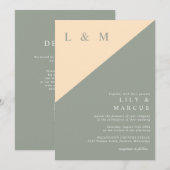 Salie groen en crème elegante trouw-QR-code Kaart (Voorkant / Achterkant)