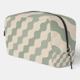 Salie Groen en Crème Stromende Golf Luxe Geometris Toilettasje
