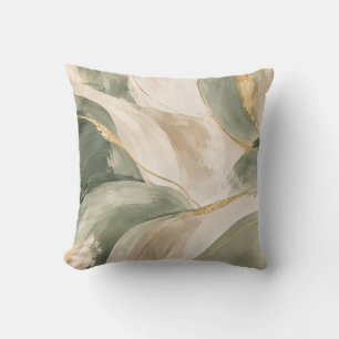 Salie Groen en Goud Abstracte Golven Kussen