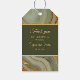 Salie Groen En Goud Marmer Cadeaulabel