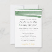 Salie Groen en Goud Waterverf Gestreept Huwelijk Kaart (Voorkant)