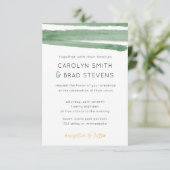 Salie Groen en Goud Waterverf Gestreept Huwelijk Kaart (Staand voorkant)