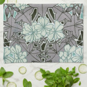 Salie groen en grijs gebladerte art nouveau floral theedoek (Gevouwen)