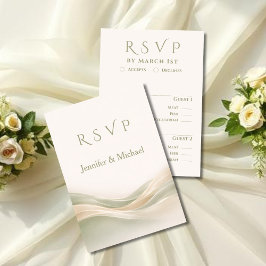Salie groen en ivoor modern bruiloft RSVP kaartje