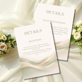 Salie groen en ivoor moderne trouwdetails informatiekaartje