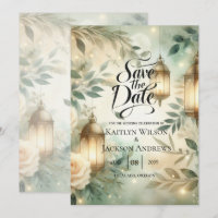 Salie Groen en Ivoor Roos Lantaarn Save the Date