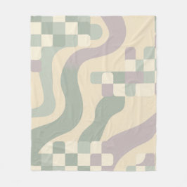 Salie Groen en Lila Deens Pastel Abstract Scandi Fleece Deken