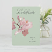 Salie Groen En Roze Orchidee Kaart (Staand voorkant)