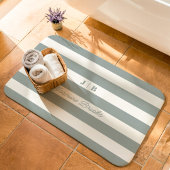 Salie Groen en Wit Brede Strepen Monogram Naam Badmat