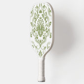 Salie Groen en Wit Damask Bloemen Pickleball Paddle (Links)
