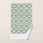 Salie groen en wit  damast monogram bad handdoek (Handdoek)