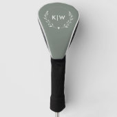Salie Groen en Wit | Modern Beginletters Monogram Golfheadcover (Voorkant)
