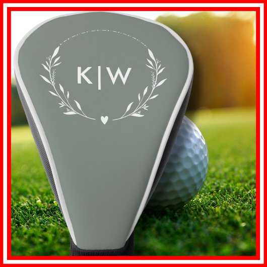 Salie Groen en Wit | Modern Beginletters Monogram Golfheadcover