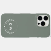 Salie Groen en Wit | Modern Initialen Monogram Case-Mate iPhone Case (Achterkant (horizontaal))