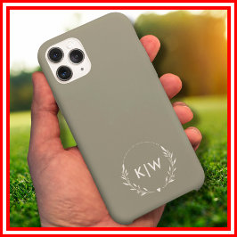 Salie Groen en Wit | Modern Initialen Monogram iPhone 16 Pro Max Hoesje