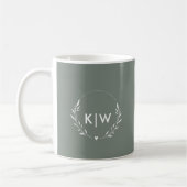 Salie Groen en Wit | Modern Initialen Monogram Koffiemok (Links)