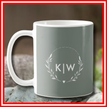 Salie Groen en Wit | Modern Initialen Monogram
