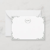 Salie Groen en Wit | Modern Initialen Monogram Notitiekaartje (Voorkant)