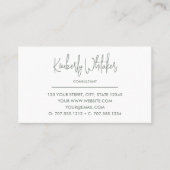 Salie Groen en Wit | Modern Initialen Monogram Visitekaartje (Voorkant)