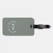 Salie Groen en Wit | Moderne Beginletters Monogram Bagagelabel (Achterkant horizontaal)