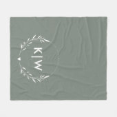 Salie Groen en Wit | Moderne Beginletters Monogram Fleece Deken (Voorkant (Horizontaal))