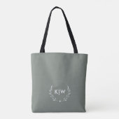 Salie Groen en Wit | Moderne Beginletters Monogram Tote Bag (Achterkant)