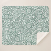Salie groen en wit  paisley patroon sherpa deken (Voorkant (horizontaal))