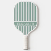 Salie Groen en Wit Pinstripe Aangepaste Naam Pickleball Paddle (Voorkant)