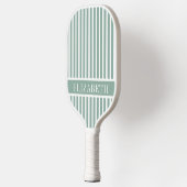 Salie Groen en Wit Pinstripe Aangepaste Naam Pickleball Paddle (Links)
