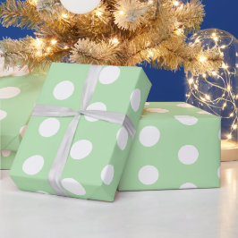 Salie groen en wit Stippenpatroon Cadeaupapier