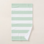 Salie-groen en wit streepjespatroon bad handdoek (Handdoek)