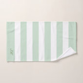 Salie-groen en wit streepjespatroon bad handdoek (Handdoek)
