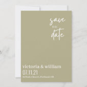 Salie groen en wit trendy modern Save the Date (Voorkant)