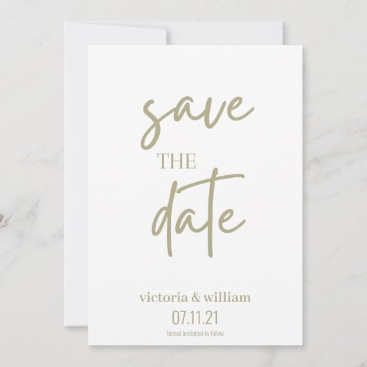 Salie groen en wit trendy modern Save the Date (Achterkant)