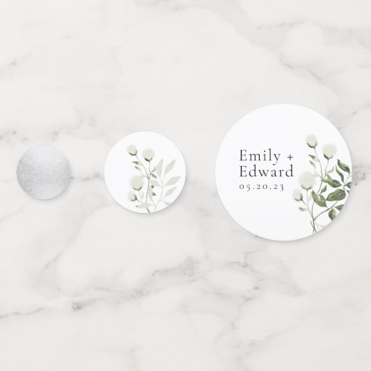 Salie groen en witte bloemige bruiloftstafel confetti (Voorkanten)