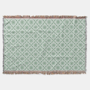 Salie Groen en Witte Geometrische Cirkels Patroon Deken