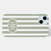 Salie groen en witte monogram strepen Case-Mate iPhone case (Achterkant (horizontaal))