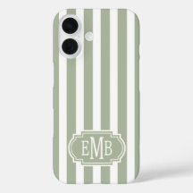 Salie groen en witte monogram strepen