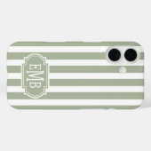 Salie groen en witte monogram strepen Case-Mate iPhone case (Achterkant (horizontaal))