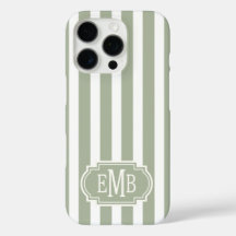 Salie groen en witte monogram strepen