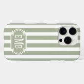 Salie groen en witte monogram strepen Case-Mate iPhone case (Achterkant (horizontaal))