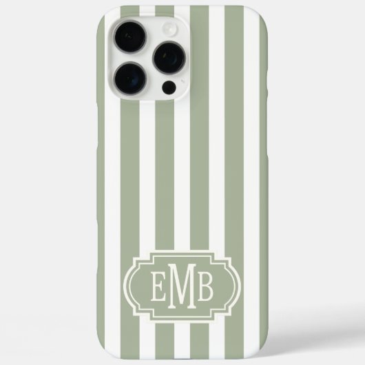 Salie groen en witte monogram strepen Case-Mate iPhone case (Achterkant)