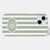 Salie groen en witte monogram strepen Case-Mate iPhone case (Achterkant (horizontaal))