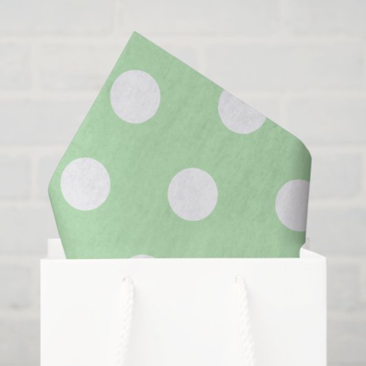 Salie groen en witte polka stippenpatroon tissuepapier (Cadeauzakje)