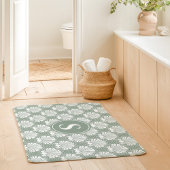 Salie groen en witte zeeschelp kustmonogram badmat