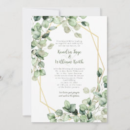 Salie Groen Eucalyptus Gouden Geometrische Trouw Kaart