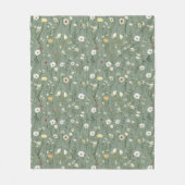 Salie Groen Geel Wit Boho Wildbloemen Bloemen Fleece Deken (Voorkant)
