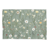 Salie Groen Geel Wit Boho Wildbloemen Bloemen Kussensloop (Voorkant-Links)