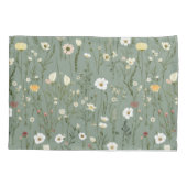 Salie Groen Geel Wit Boho Wilde Bloemen Bloemstuk Kussensloop (Achterkant-Links)